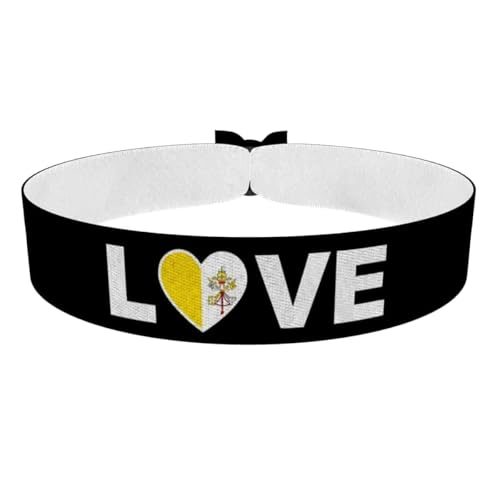Druck-Palast Love Drapeau du Vatican - Bracelet en Satin Imperméable - Bracelet en Tissu Durable Unisexe - Accessoire Tendance - Pour Fans du Vatican
