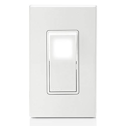 Leviton L5611-2W 15 Amp, 120/277 Volt, Decora Led Illuminated Rocker Single-Pole Ac Quiet Switch, Residential Grade, Grounding, White #TOP2