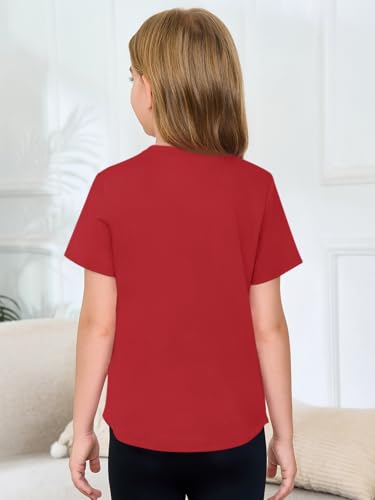 Image of Haloumoning Girls Short Sleeve T Shirts 5-14 Years | Kids Summer, T shirt Girls,Crewneck Tops, Curved Hem Tees,Back to School Summer Tops,Fashion Clothes