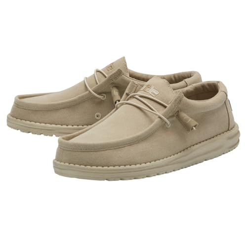 HEYDUDE Men's All Wally Styles | Men?s Shoes | Men's Lace Up Loafers | Comfortable & Light-Weight Beige