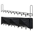 Lanlelin 12FT Firewood Rack with Cover - Outdoor Use Ready, Quick-Access Zippered Cover for Easy Wood Storage & Retrieval, Wind-Resistant Straps, Stable & Secure Construction