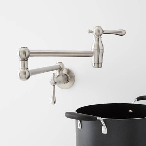 Signature Hardware 954008 4.6 GPM Double Handle Wall Mounted Retractable Pot Filler - Stainless Steel