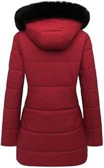 MOERDENG Women's Winter Puffer Coat Thicken Fleece Lined Down Jacket Waterproof Faux Fur Detachable Hooded Parka