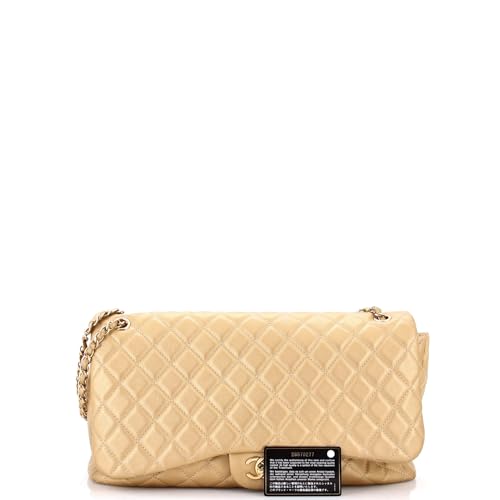 Pre-Loved XXL Travel Flap Bag Quilted Calfskin Small, Gold2