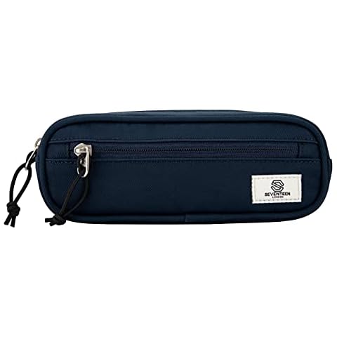 SEVENTEEN LONDON - Modern Urban Navy 'Mitcham' Pencil Case in a Classic Slim Simple Design - Perfect for School Cover