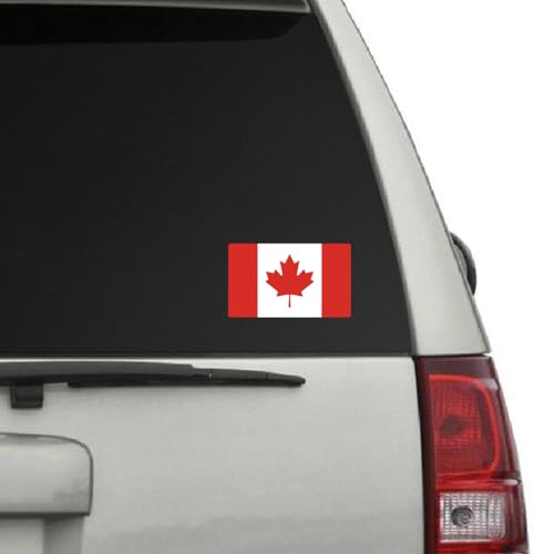 Image of World Country Flag Decal Stickers - Two Pack - for Cars Windows Bumpers Laptops Tablets Tumblers Cups Walls (Canada)