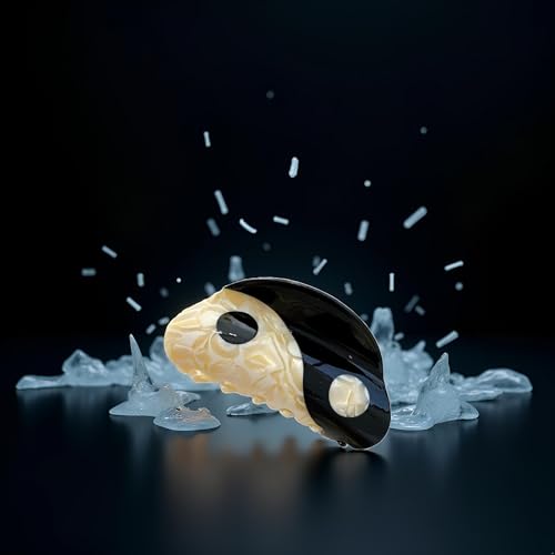 Pinza de cabello negra Yin Yang grande miniatura 3