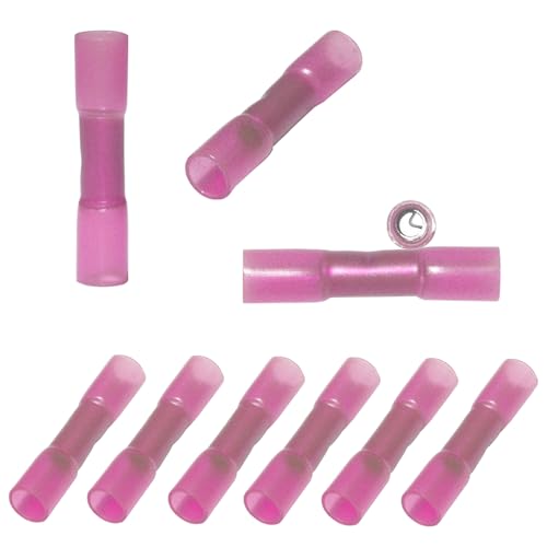 Red 10Pcs 8AWG Heat Shrink Butt Connectors Kit,Waterproof Insulated Marine Automotive Crimp Terminals Butt Splice Connectors for Marine Automotive Motor(Red 10PCS)