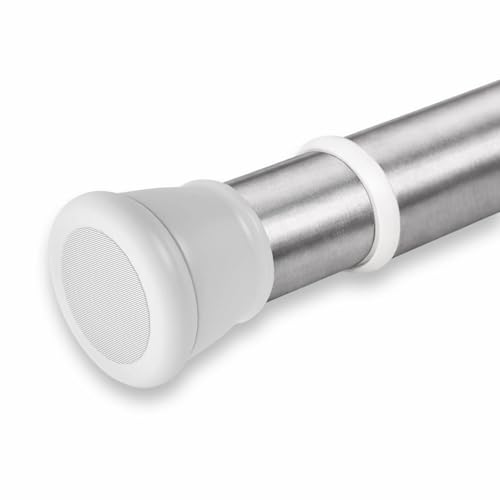 Image of Canway (155-290 CM) Adjustable Curtain Rod Without Drilling White-Silver | Bathroom & Shower Curtain Rod | Heavy Duty Tension Curtain Rod for Bathroom, Window & Kitchen