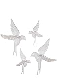 Set of 4 Assorted Sullivans White Resin Birds Wall Art Sculptures