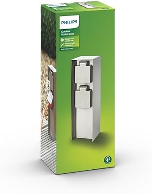 Fuente de alimentación Philips myGarden, resistente a la intemperie IP44, acero inoxidable, 30H x 20W x 10T cm