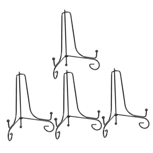 iplusmile 4個 鉄製ディスプレイスタンド ブラックアイアンイーゼル 卓上用小物飾り皿立て で収納便利 インテリア展示ラック