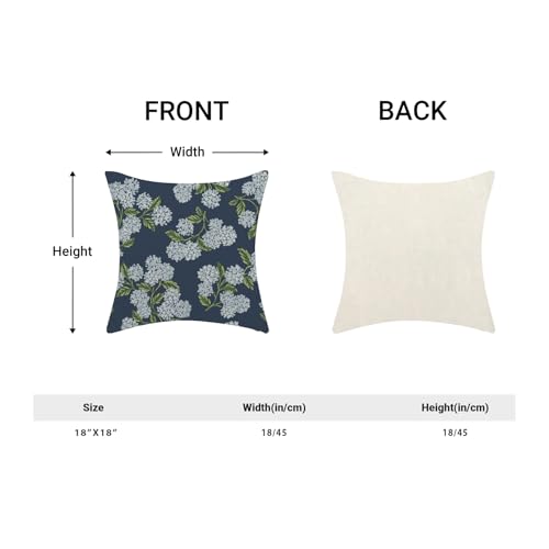 Image of AEIOAE Spring Pillow Covers 18x18 Inch Set of 2, Navy Blue Green Hydrangea Flower Throw Pillows Case,Floral Summer Outdoor Seasonal Decorative Farmhouse Decor Cushion Covers for Home Sofa Bed Couch