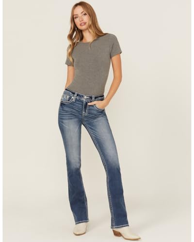 Miss Me Women's Paisley Peekaboo Faux Flap Pocket Mid-Rise Bootcut Jeans3