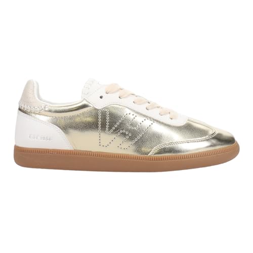 VINTAGE HAVANA Womens Crisp Metallic Perforated Lace Up Sneakers Shoes Casual - Gold