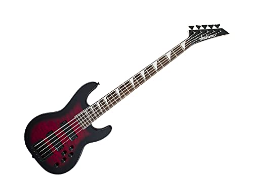 Jackson Js Series 5-String Concert Bass Js3Vq, Transparent Red Burst, Amaranth Fingerboard #TOP6