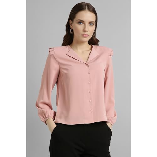 Image of Van Heusen Women Polyester Regular Fit Solid Full Sleeve Casual Shirt