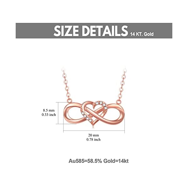 14K Solid Gold Heart Infinity Pendant Necklace for Women, Real Gold Love Jewelry Anniversary Birthday Gifts for Her, Wife, Mom, Girlfriend, 18inch - Image 6