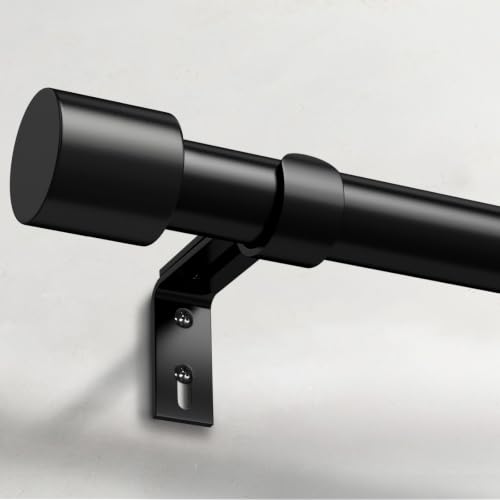 IFELS Heavy Duty Curtain Rods for Windows 66 to 120 Inch, 1 Inch Black Curtain Rods for Outdoor, Farmhouse, Bedroom, Kitchen, Living Room, Adjustable Easy Install Drapery Rod (A2,Black,30"-120")