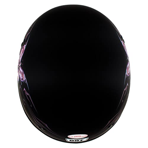 Hot Leathers Hld1052 New Purple Butterfly Flat Black Motorcycle Dot Skull Cap Half Helmet For Men And Women Biker - Small #TOP4