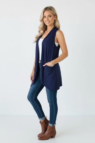 Image of ToBeInStyle Womens Open Front Casual Shrug Lightweight Layering Cardigan Sleeveless or Short Sleeve