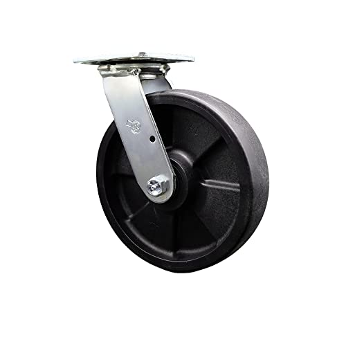 Glass Filled Nylon Swivel Top Plate Heavy Duty Caster with 8 Inch Wheel – 1,250 lbs. Capacity/Caster - Service Caster Brand