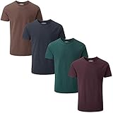 4er Packung Charles Wilson Herren 4er Packung Elastan-T-Shirts mit Rundhalsausschnitt (Large, Dark Essentials 64)