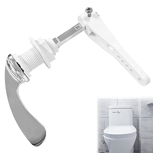 CAEEKER Toilet Flush Handle, Alloy Cistern Lever Handle Universal Handles Victorian Style Replacement Kit for WC Tank, Chrome Plated, Silver