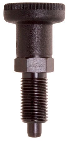 M10 x 1.0 x 17mm, End Force - 16 Newtons, Steel, Metric, w/Black Plastic Knob, Non-Locking Type w/Shoulder, Index Plunger (1 Each)