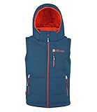 Trollkids Kinder winddichte wasserdichte Polyfaserweste Narvik, Mystik Blau / Orange, Größe 128