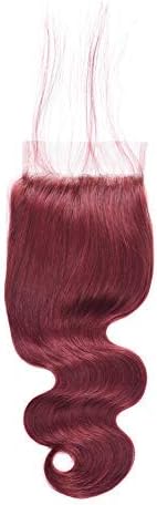 Brazilian Hair Bundles Weave Brazilian Human Hair #33 Wine Red Body Wave Lace Closure Burgundy Lace Closure 4x4 with Weaves Peruvian Body Wave 10"closure