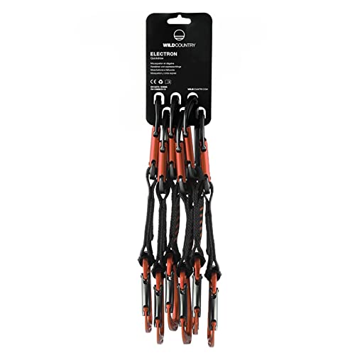 Wild Country Electron Rock Climbing Quickdraw - Durable Quickdraw with Lightweight Aluminum Carabiners - Orange/Black - 6 x 12 cm
