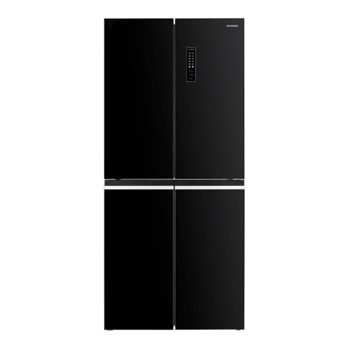 Hyundai Frigorífico de 4 Puertas Cristal negro, 4 Puertas. H418800ENFN, Capacidad 362 Litros, No Frost, Multi Air Flow, Bajo Nivel Sonoro, Clasificación Energética E