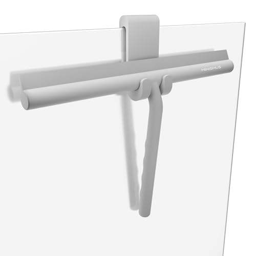Minismus Limpiador Cristales Ducha de Silicona – Rasqueta Limpiacristales, Limpia Cristales Ducha para Superficies Impecables – Sin Necesidad de Taladrar, Soporte Incluido (Gris, 28 cm)