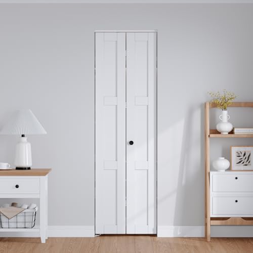Roymelo White Bifold Doors for 36'×80' Opening, Sliding Interior Closet Folding Barn Door Slab with Concealed Hardware Kit Included, 3-Panel, MDF Wood Panel Covered with PVC Surface