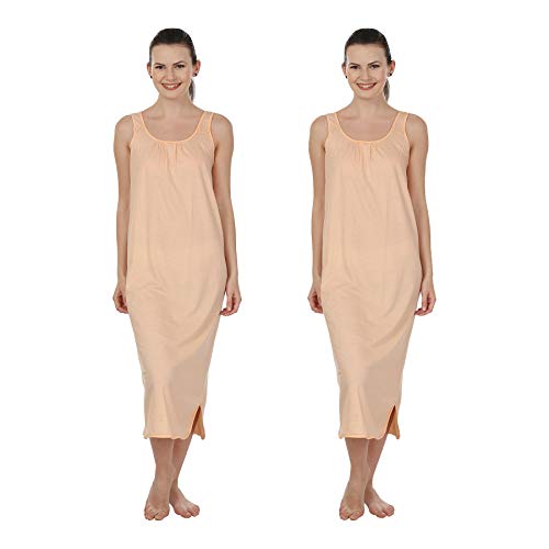 Image of BLAZON Women's Cotton Hosiery Solid Maxi Nighty Slip (Pack of 2) Available Sizes: S, M, L, XL, 2XL, 3XL, 4XL, 5XL