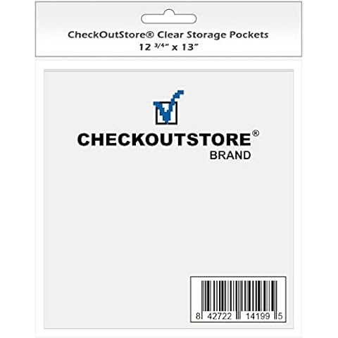 (50) CheckOutStore Clear Storage Pockets for Storing 12 x 12 Cardstock Paper Used for Rubber Stamping & Scrapbooking (12 3/4" x 13") (Clear) Cover