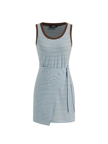 Image of CIDER Womens Striped Tie Waist Tank Dress Casual Sleeveless Knotted Mini Dress