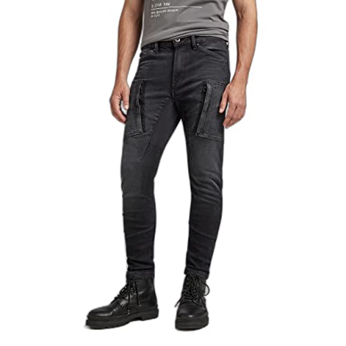 G-Star Raw Men's Denim Cargo 3D Skinny Fit Jeans, Worn in Black Onyx