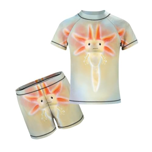 Cute Axolotl CartoonChildren's Swimsuits Boys Two Piece Suit7-9Y（120cm）