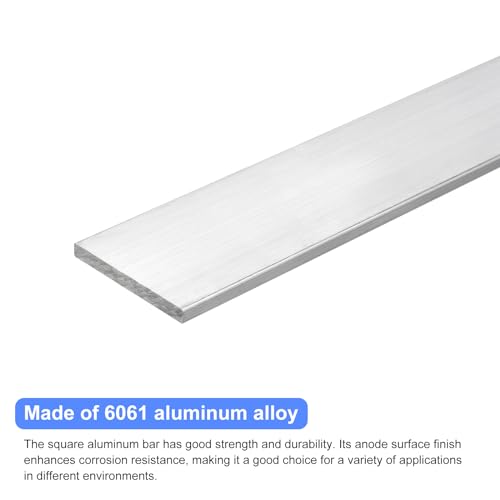 Image of uxcell Square Aluminum Flat Bar, 1 /4 inch Thick 2 inch Width 12 inch Length Square Aluminum Bar 6061 Aluminum Flat Plate, 5 x 50 x 305mm T6511 Solid New Mill Stock for Industrial Building