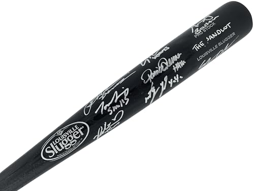 The Sandlot Movie Cast Autographed Black Slugger Louisville Baseball Bat With 8 Signatures Beckett BAS Witness Stock #260068