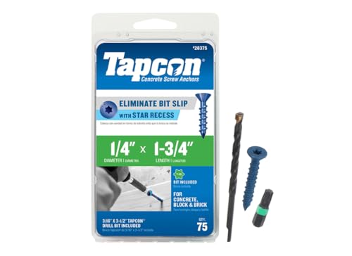 Tapcon 28375 1/4x1-3/4 Blue Star Drive Bugle Head Concrete Anchors 75/Box