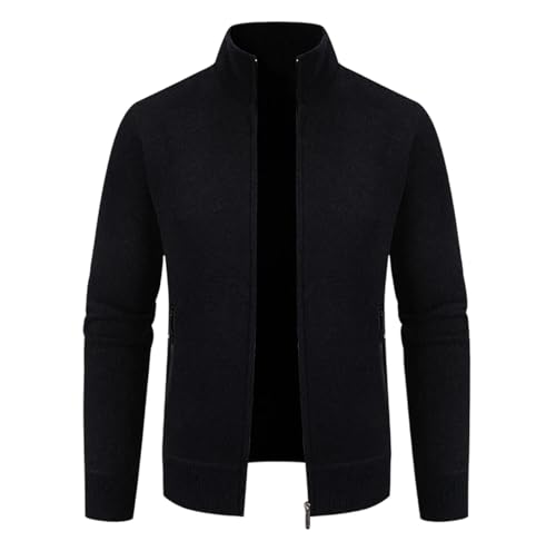Men's Winter Knit Cardigan Jacket Thick Fleece Lined Sweater Coat Slim Fit Casual Tops