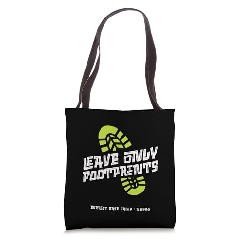 Everest Base Camp Trek Nepal Leave Only Footprints Boot Tote Bag
