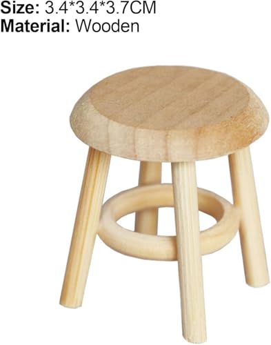 Miniature Wooden Stool, 1:12 Scale Furniture, DIY Living Room Accessories, Wooden Color Dollhouse Living Room, Dollhouse Accessories