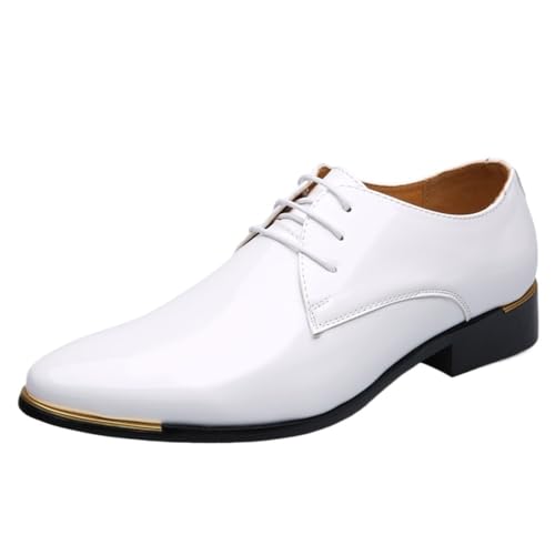 Slip On Pointed Toe Business Oxford Shoes Low Top Non Slip Walking Men's Shiny Genuine Leather Shoes for Wedding