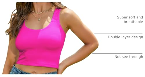 Image of Women's Sexy Sleeveless Crop Tops Double Layer Scoop Neck Cropped Tank Top