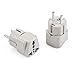 Wonpro Grounded Schuko Travel Plug Adapter Type E/F for Spain, France, Germany, Poland, Russia -CE Certified -2 Pack