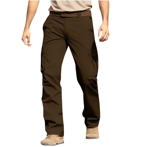 Men's Hiking Cargo Pants Fashion Solid Casual Elastic Waist Pockets Pant Outdoor Mountain Fishing Camping Pants